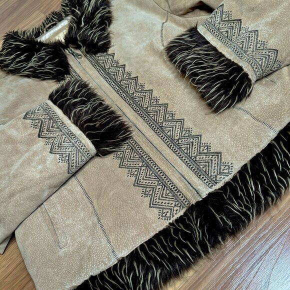 Vintage Weatherproof Women's Suede Leather Faux Fur Lined Jacket Penny Lane XL - Picture 2 of 12